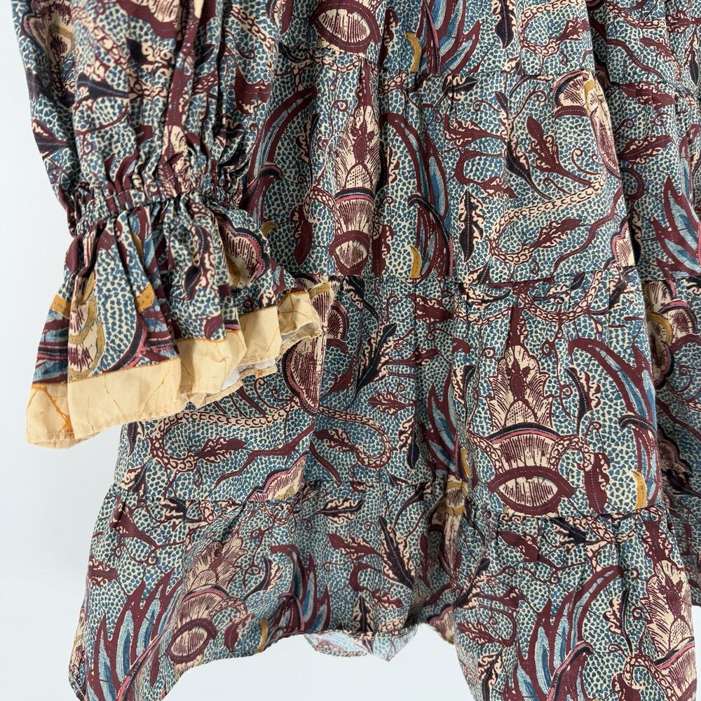 Ulla Johnson Women's Caris Carmine Batik Floral Puff Sleeve Mini Dress Small/Med - Picture 5 of 11